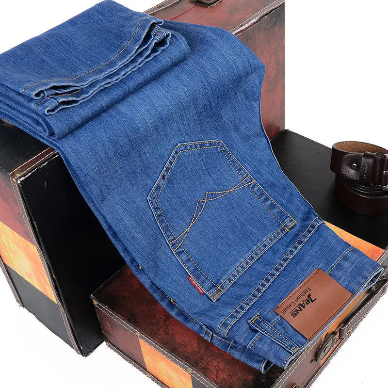 2025 New Business Men's Jeans Casual Comfortable Straight Stretch Fashion male Classic Premium Blue Black Denim trousers