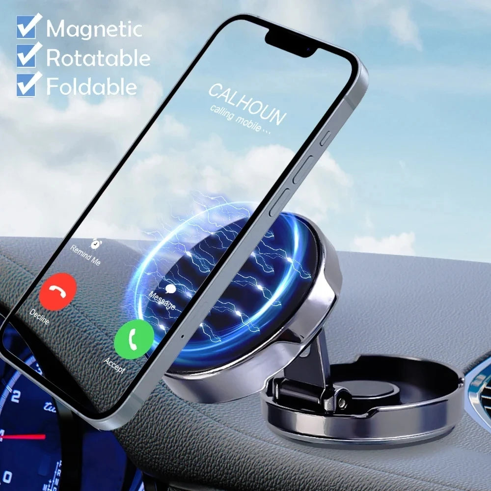 2026 Mobile Phone Stand Strong Magnetic Car Holder 720° Foldable Round Bracket Support for Universal Phones Mount Holders In Car