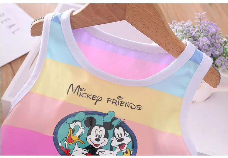 2026 Summer Baby Kids Clothes Sets Cut Striped Cartoon Printed Girls and Boys Vest and Shorts 2 Pieces Sets Children's Outfits