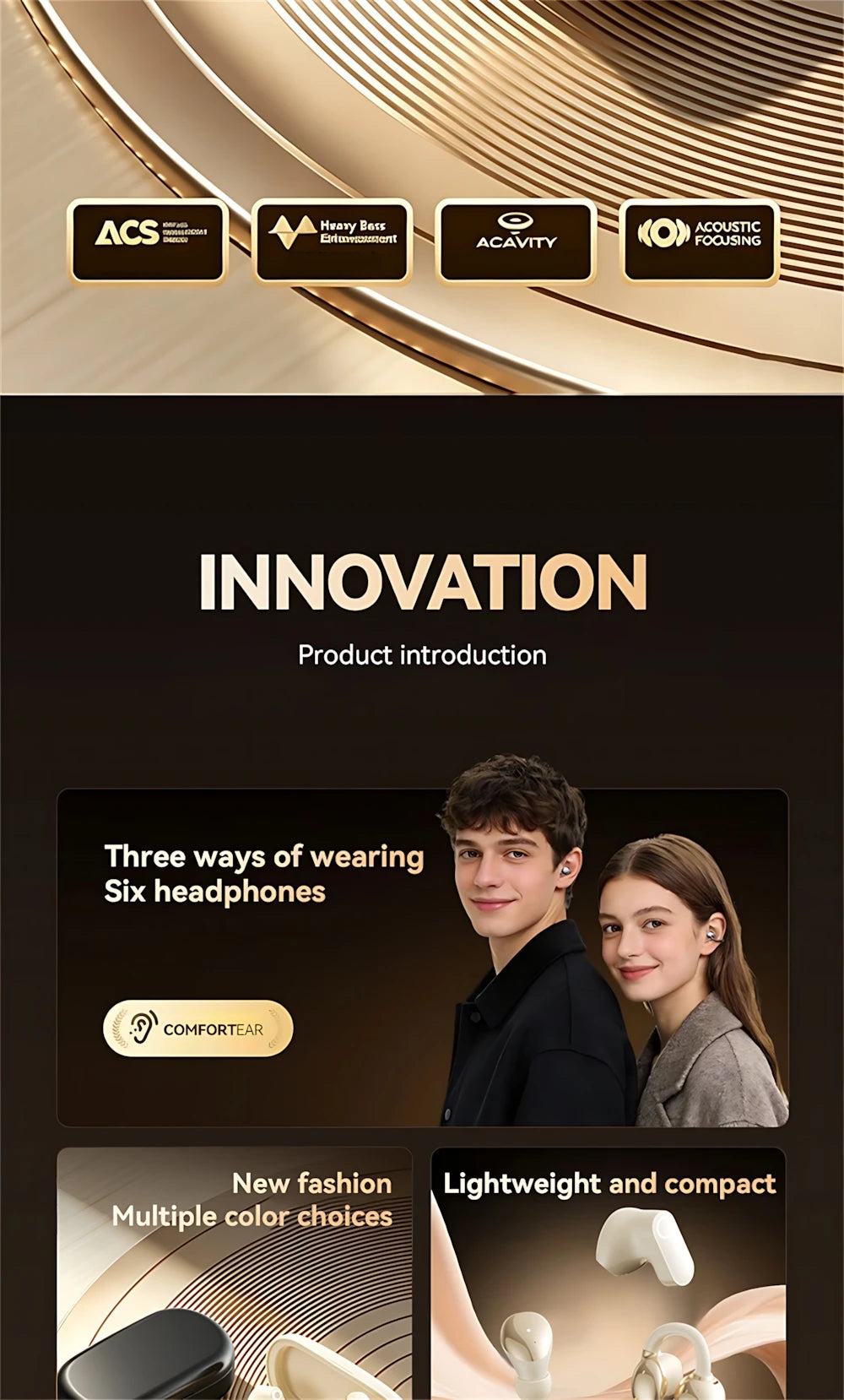 6 Earphones Wireless Bluetooth Headphones Smart Touch Half Ear Clip Ear Sleeping Couple Creative Gifts Noise Reduction Headsets