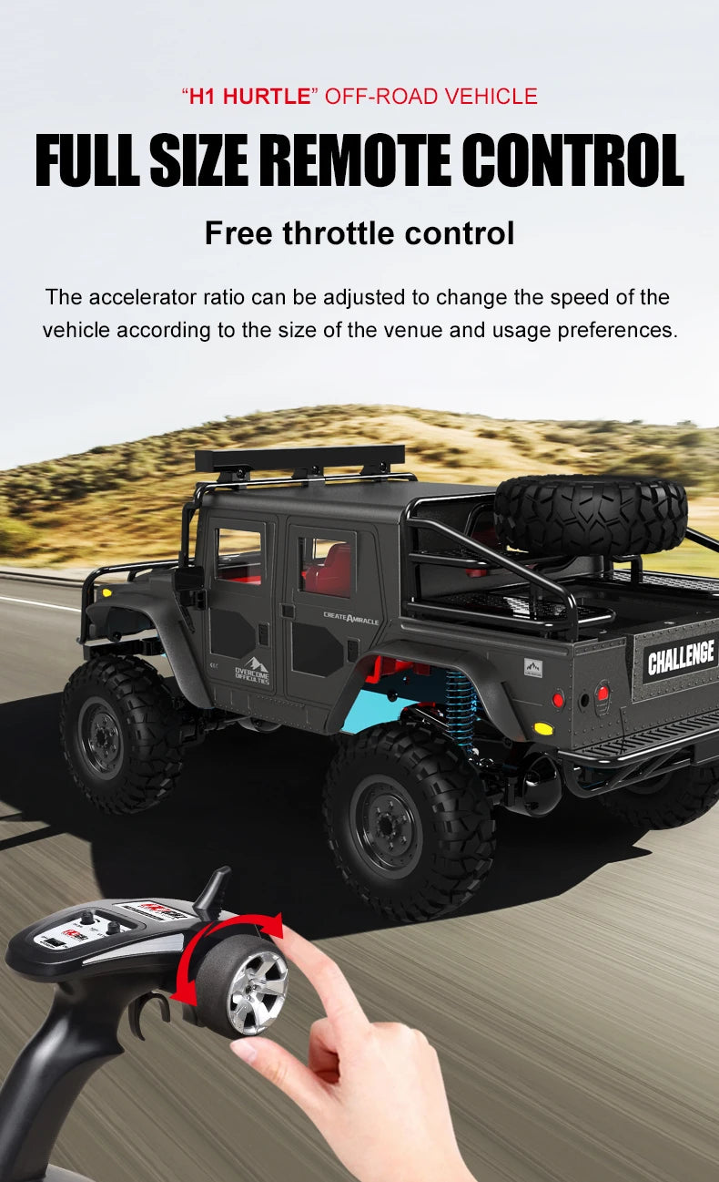 JJRC Q121 RC CAR 4WD Mountaineering Off-Road High Speed Vehicle 1:12 Size RC Car Simulation Hummer Truck Model Children's Toys