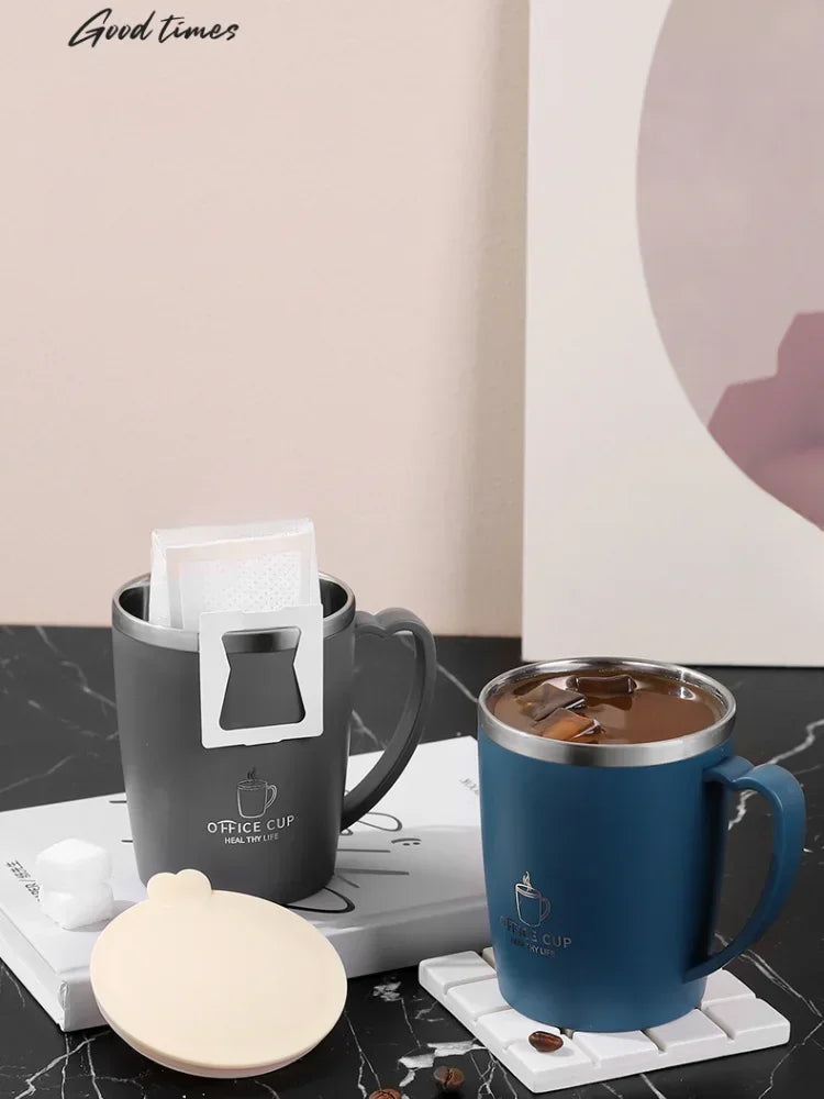 350ml 304 Stainless Steel Mugs Portable Thermal Water Bottle Thermos Mug Coffee Cup with Handle Leak-Proof Insulated Water Cups