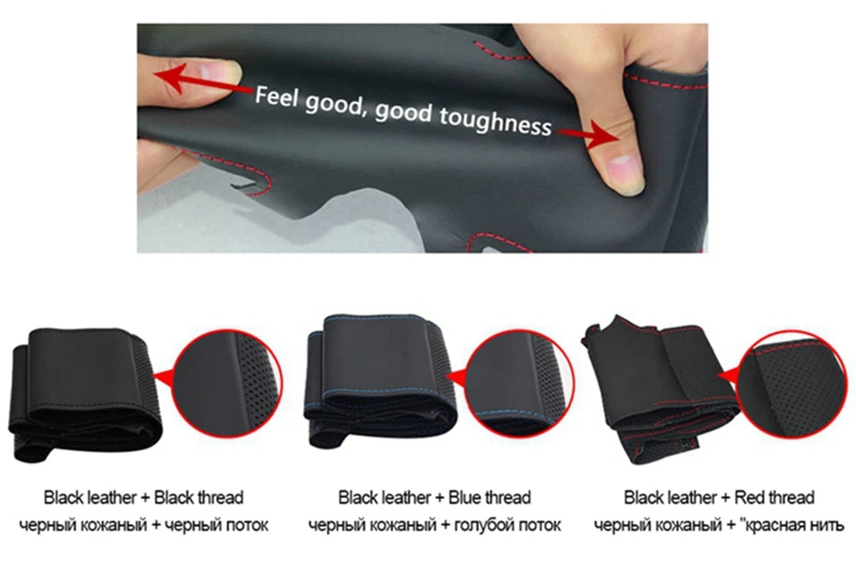 Customized Car Steering Wheel Cover Leather For Volkswagen VW Golf 4 Passat B5 1996-2003 Seat Leon 1999-2004 Polo 1999-2000