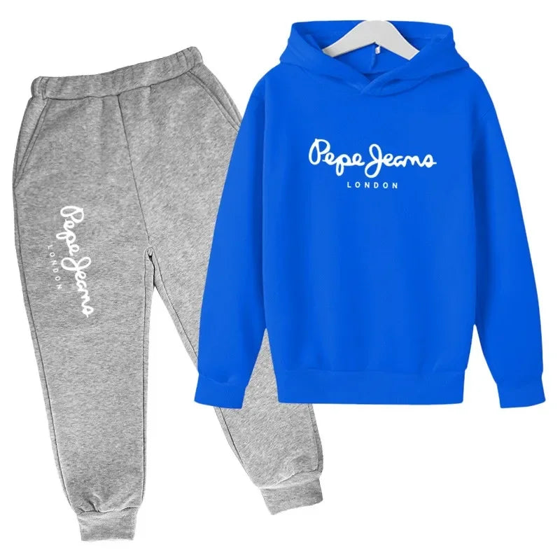 Leisure Letter Print 2pcs Hoodie+Pants Tracksuits 3-13 Years Boys Girls Spring Autumn Outfits Streetwears Children Clothes
