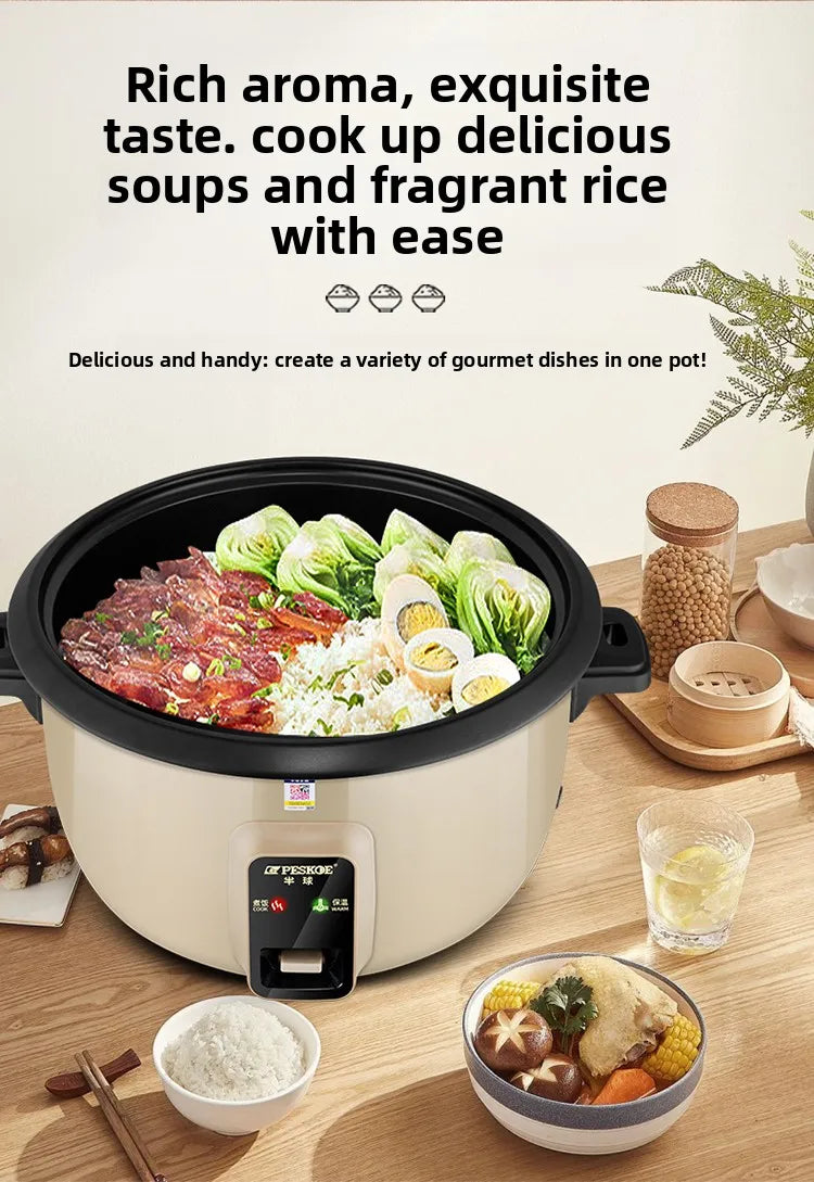 Large capacity 13L old-style rice cooker for 10-15-20 people, suitable for canteens, restaurants, and commercial use.