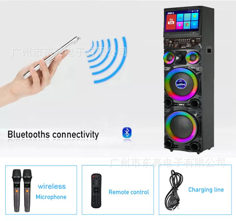 GD-1422 Audio KTV Bluetooth Video Outdoor Speaker with Display Screen Microphone All-in-one Machine K-point Singing Microph