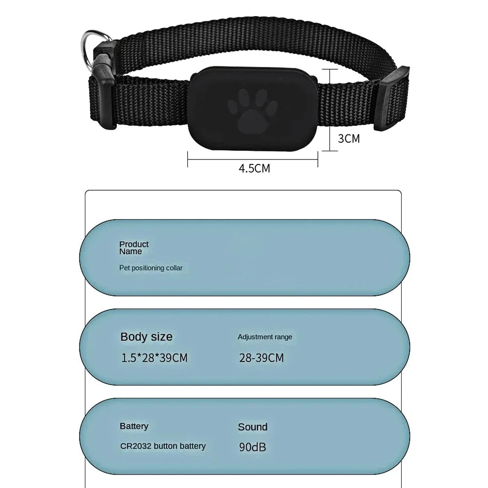 Waterproof Pet GPS Tracker - Dog & Cat Locator, with Adjustable Collar Anti Lost Dogs Real-time Tracking Device for iOS/Android