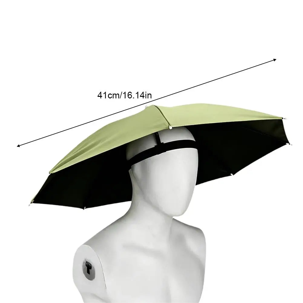 Hands Free Umbrella Hat Black Coating UV Protection Foldable Sun Shade Caps Waterproof Headwear For Fishing Hiking Camping