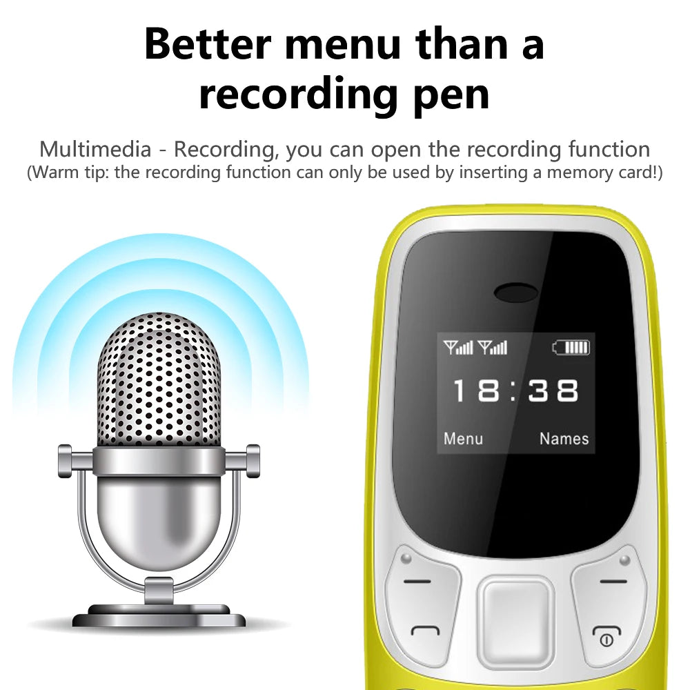 SERVO BM10 Mini Feature Phone Dual SIM Dual Standby Voice Dialing Low Radiation Mp3 Player With Earhook Pocket Cellular Phone