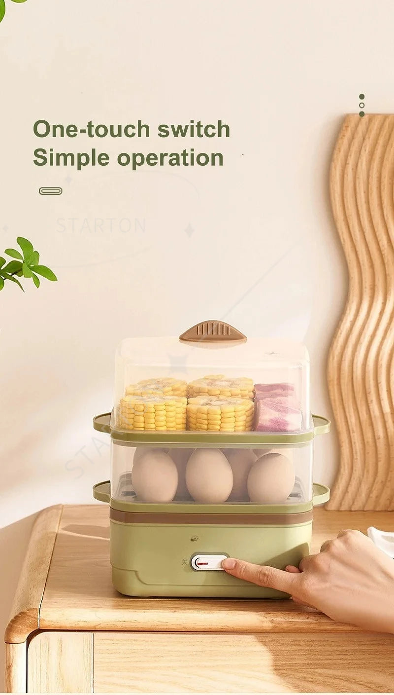 Fast Breakfast Machine Automatic Power Off Multifunction Pot 220V 350W Egg Boiler Dormitory Double Layer Electric Steamer Home