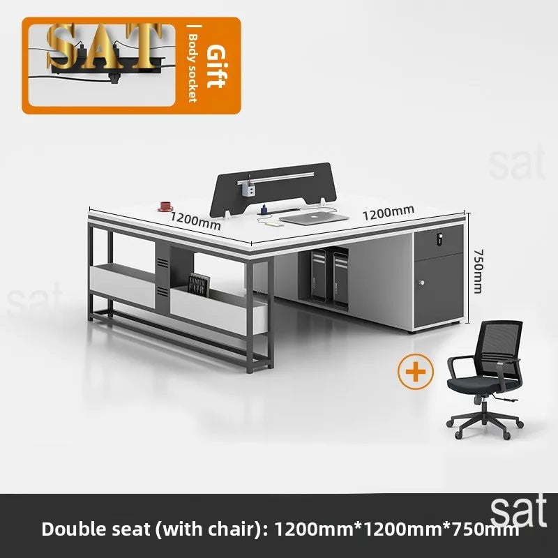 ！@Office Staff Desk and Chair Set: Simple, Modern, 4/6-person, Double-seat, Office Screen Cubicles, Financial Workstations