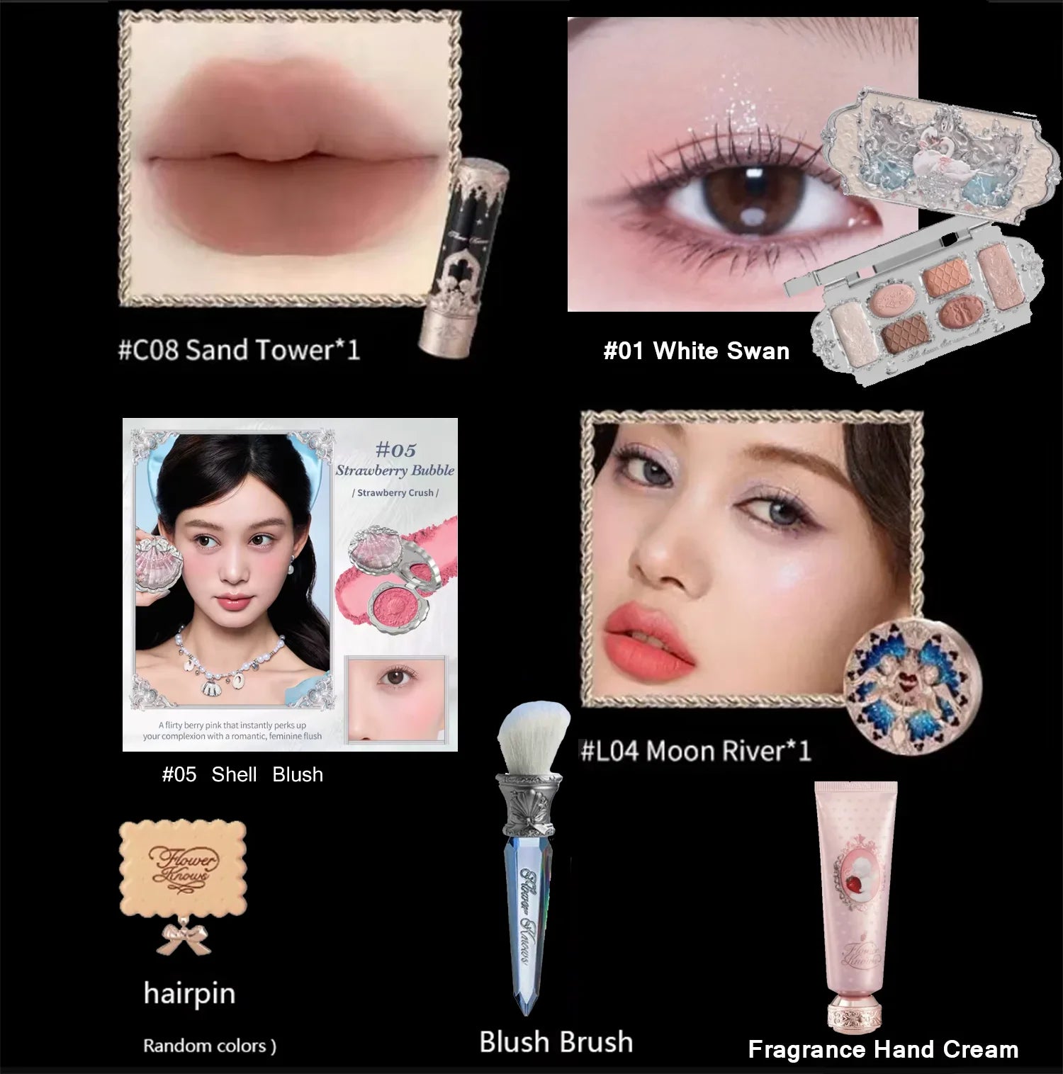 Flower Knows Full Makup Set Little Angel Collection The Sweetie Bear Gift Box Blush Cream Matte Lipstick Highlighter All in One