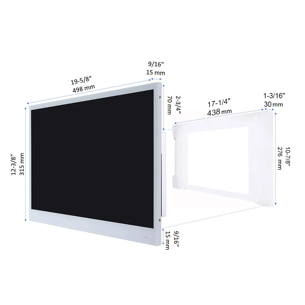 Souria 22.1 inches Smart Black Color Waterproof Bathroom LED TV for Luxury Hotel SPA Kitchen TV Bluetooth Android New
