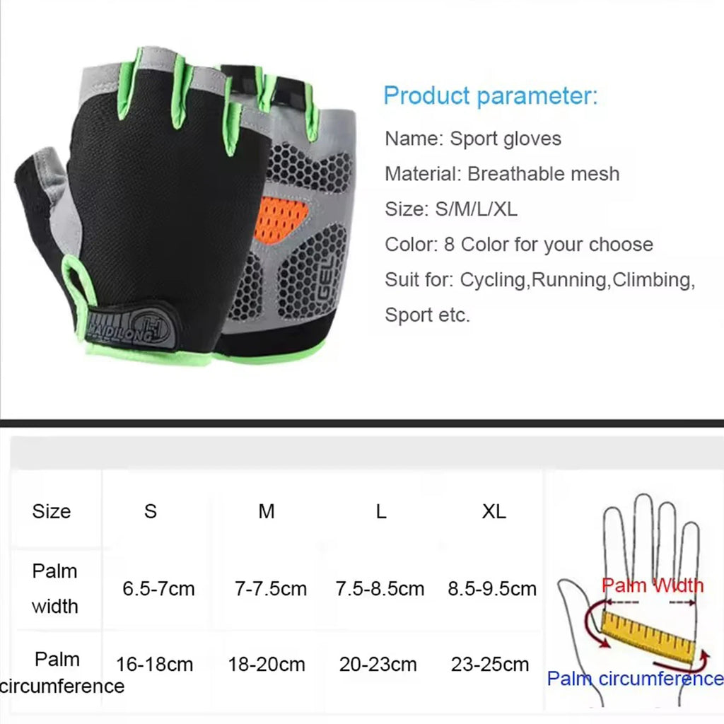 Guantes de Gym Sin Dedos – Fitness Ciclismo Antideslizante Unisex