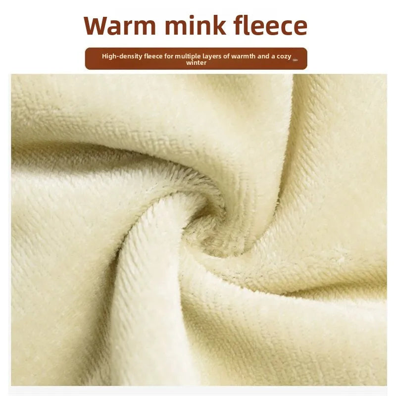 Autumn Winter Thickened Fleece-Lined Vintage Straight-Leg Jeans Women's Slimming Hip-Hiding Elastic Micro-Flared Cotton Trousers