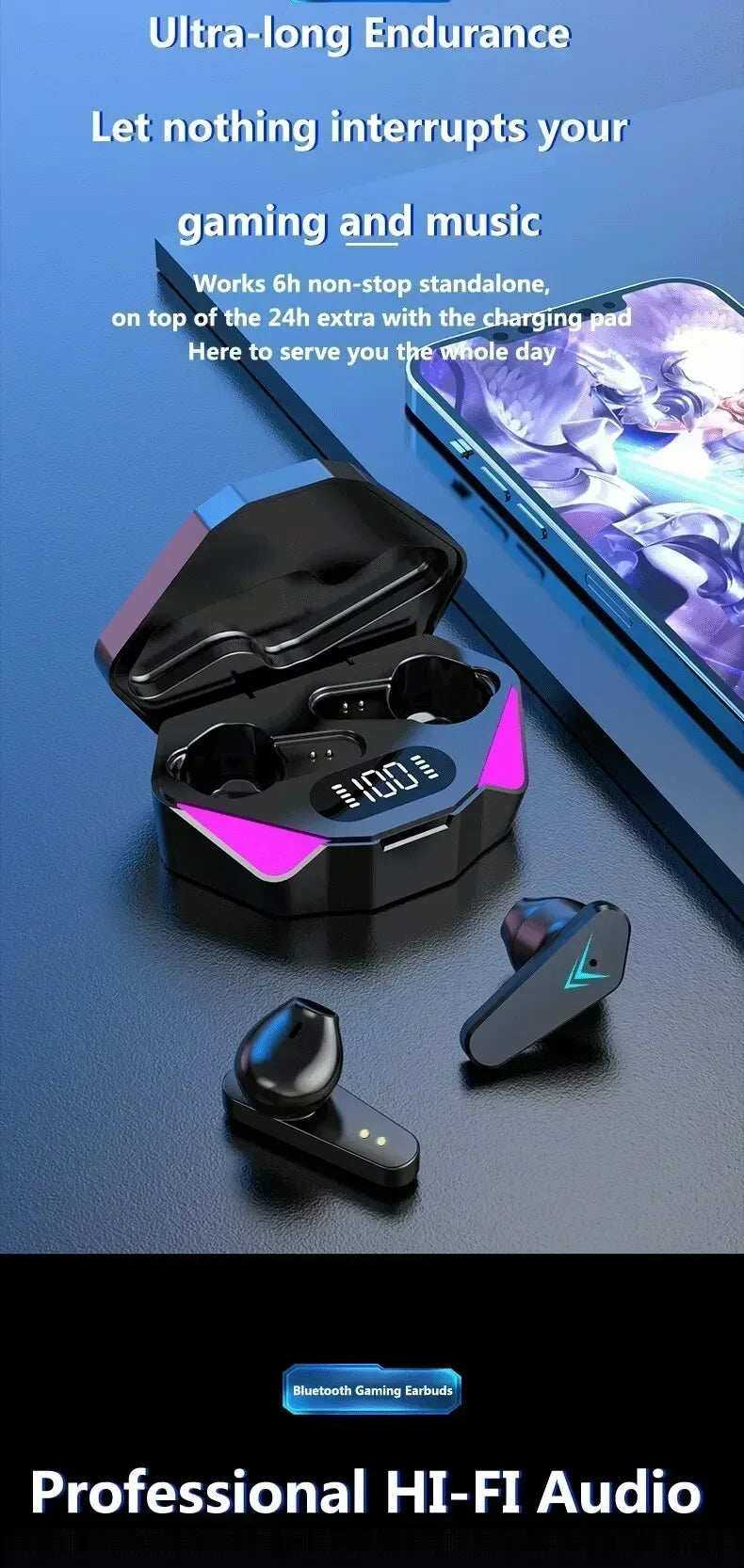 New TWS headset Bluetooth wireless gamer headset gamer with microphone hands-free apply to smartphones