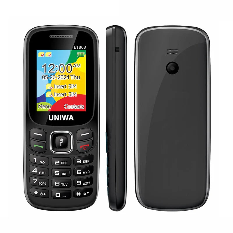 Low Price UNIWA E1803 2G GSM Feature Phone 1.77" Dual SIM Senior Elder Cellphone Push-button Wireless Radio Flashlight Telephone