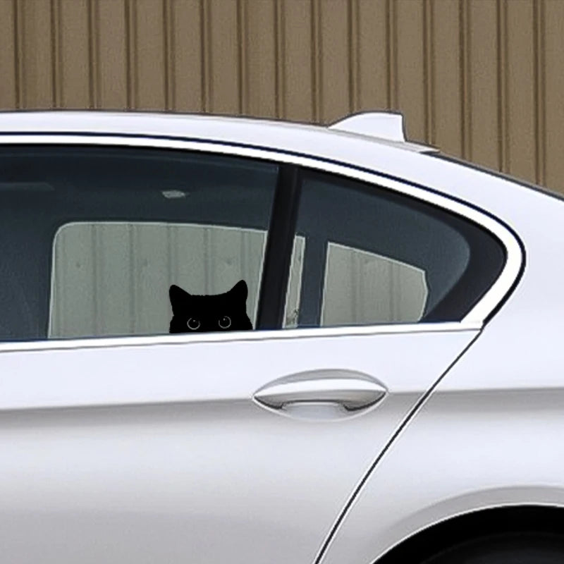 1 piece Hot  Car Sticker Accessories Poor Cat Is Stealing with Big Eyes Watch Vinyl Car Styling Cover Waterproof  PVC