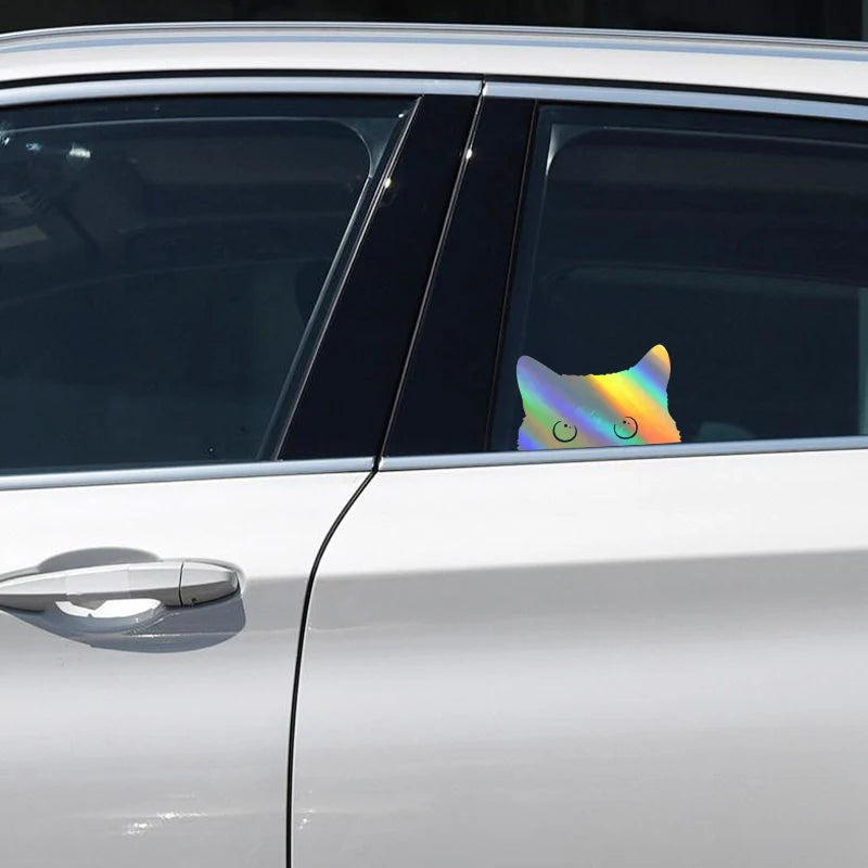 1 piece Hot  Car Sticker Accessories Poor Cat Is Stealing with Big Eyes Watch Vinyl Car Styling Cover Waterproof  PVC