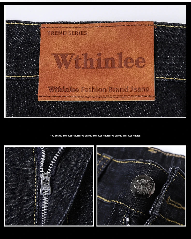 2026 Stretch Stretch Fashion Classic Blue Black Work  New Business Men's Jeans Casual StraightDenim Trousers Male Brand Clothing