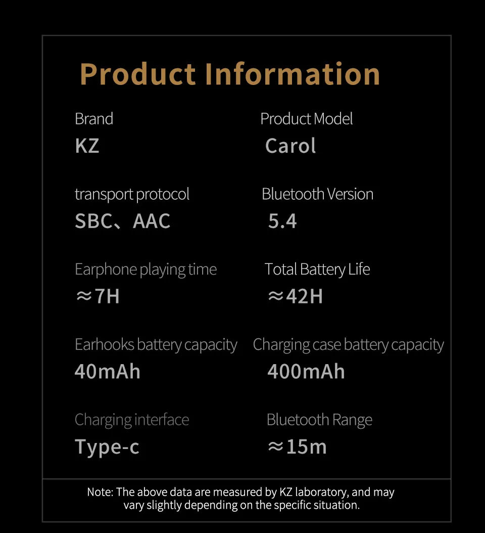 KZ Carol ANC True Wireless Earphone 55dB Active Noise Canceling TWS Headphone 6 Mics AI HD Call Bluetooth 5.3 HiFi in-Ear Earbud