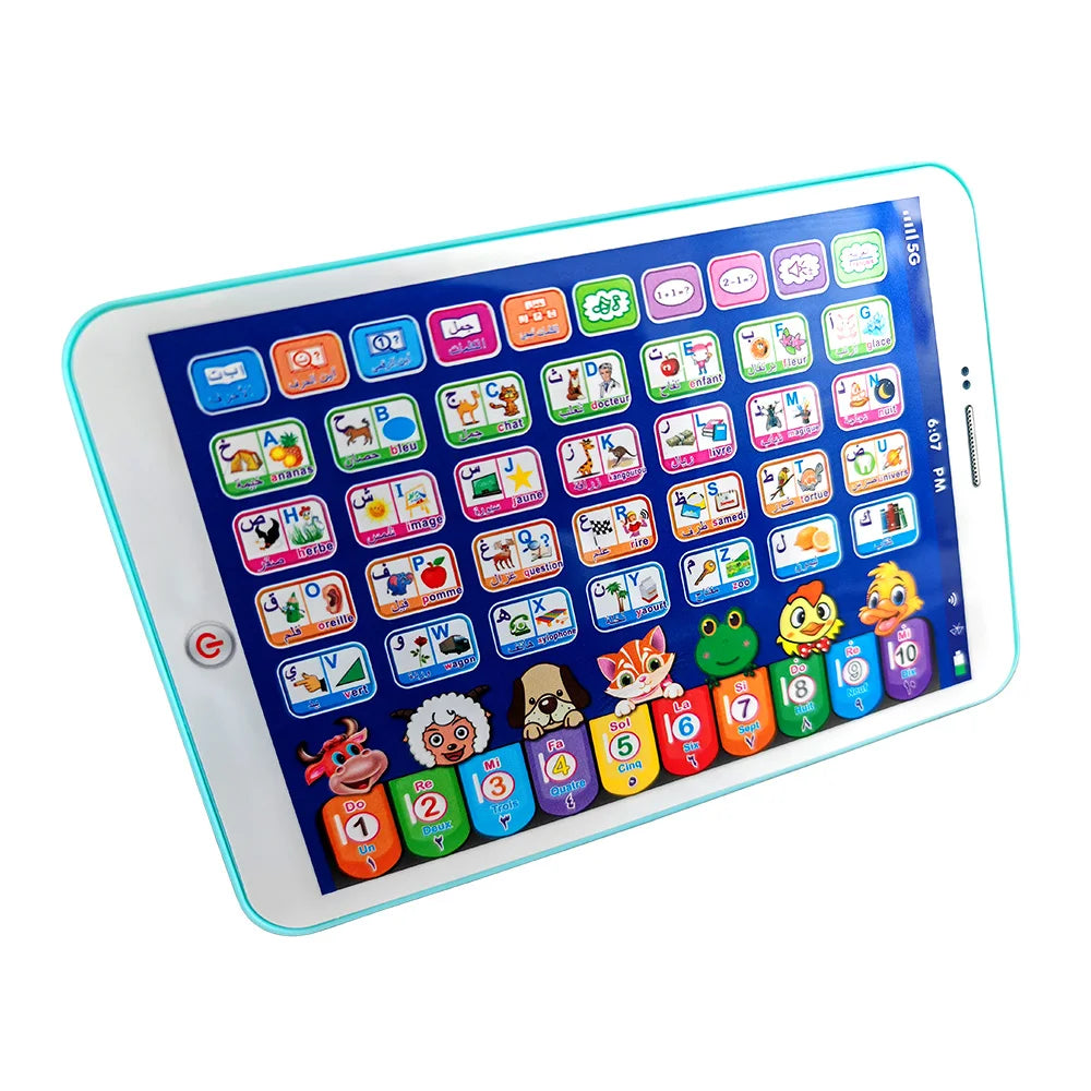 French Arabic Bilingual Voice Point Reading Machine Tablet Children's Learning Machine Simulation Computer Pad Toy for Toddlers