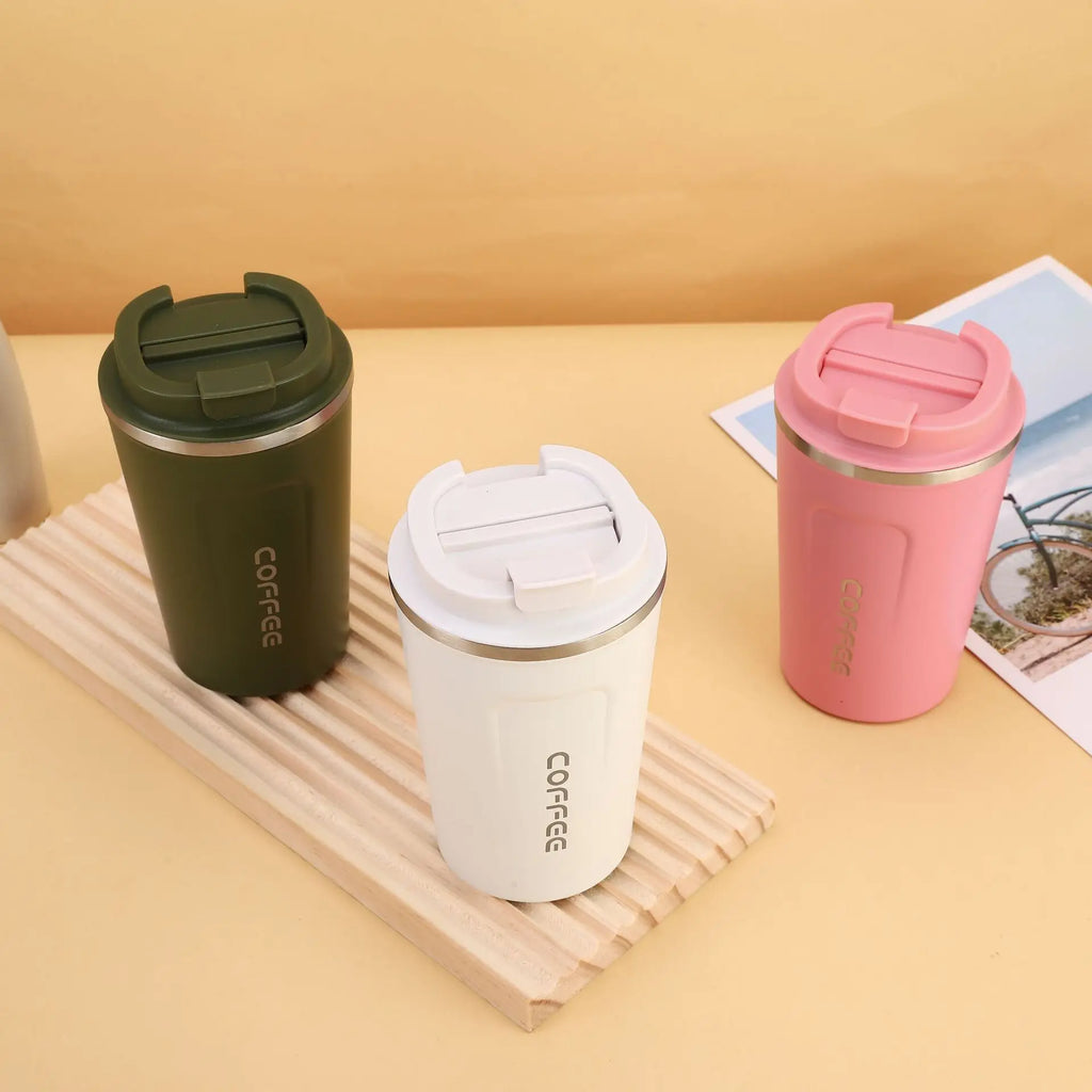 Thermo Cafe Coffee Mug Car Thermos Mug 380/510ML Leak_Proof Travel Thermo Cup for Tea Water Coffee Double Stainless Steel
