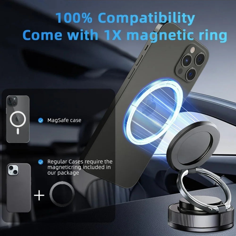 Car Phone Magnetic Stand Mechanical Vacuum Suction Cup Rotate 360° Magnetic Adsorption Bracket Navigation Universal Holder