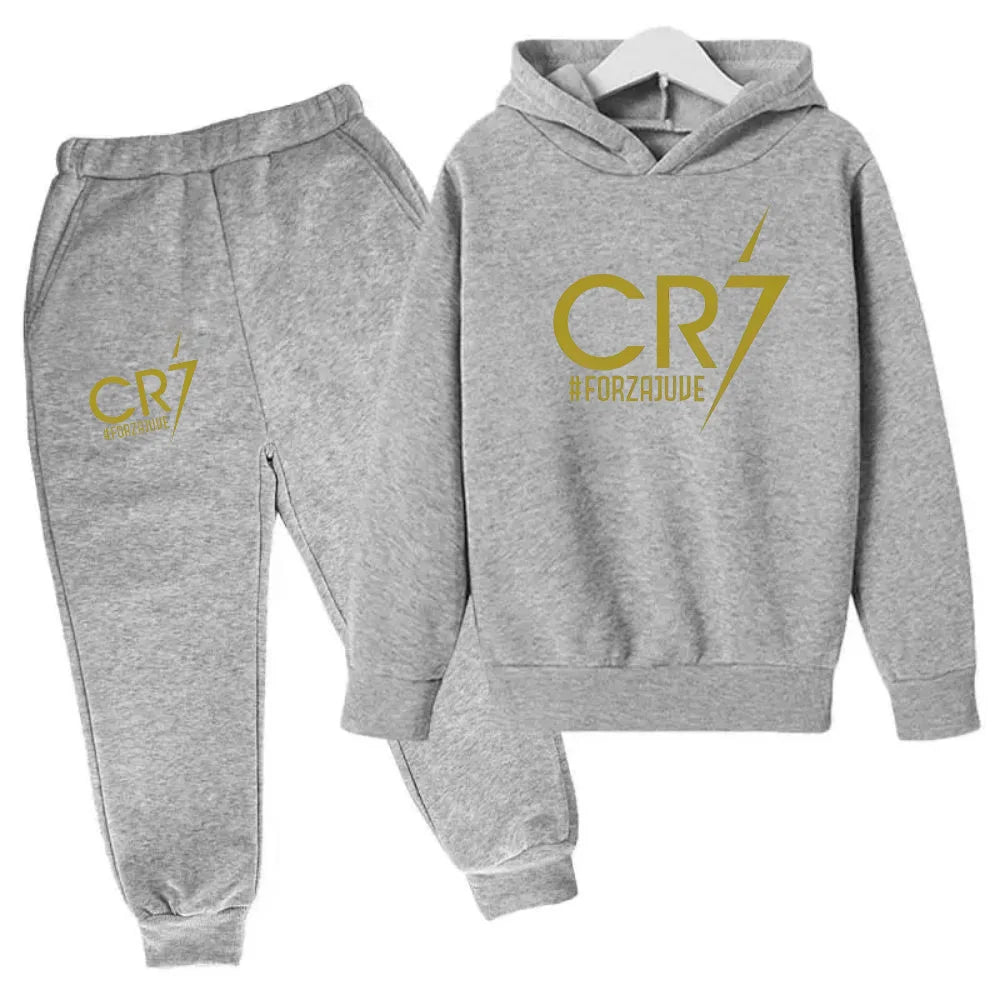 Ronaldo CR7 Print Football Idol Clothing Children Hoodie 2pcs Set Pants Suit Kids Boys Tracksuit Girls Clothing Sport Tracksuits