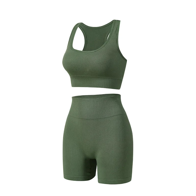 1Set Womens Underwear Set Wireless Lingerie Panties Bra Female Sexy Seamless Tank Crop Top Lady Sports Fitness Yoga Clothing Set