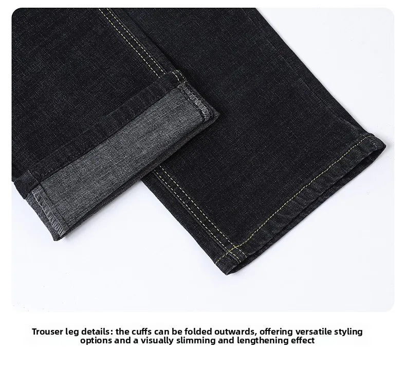 2026 Stretch Stretch Fashion Classic Blue Black Work  New Business Men's Jeans Casual StraightDenim Trousers Male Brand Clothing