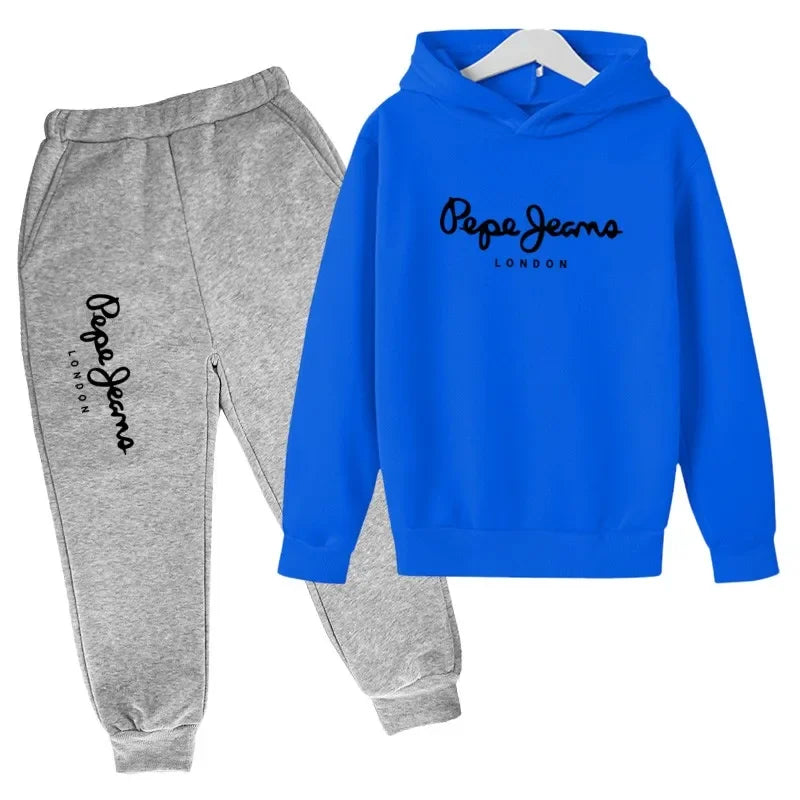 Leisure Letter Print 2pcs Hoodie+Pants Tracksuits 3-13 Years Boys Girls Spring Autumn Outfits Streetwears Children Clothes