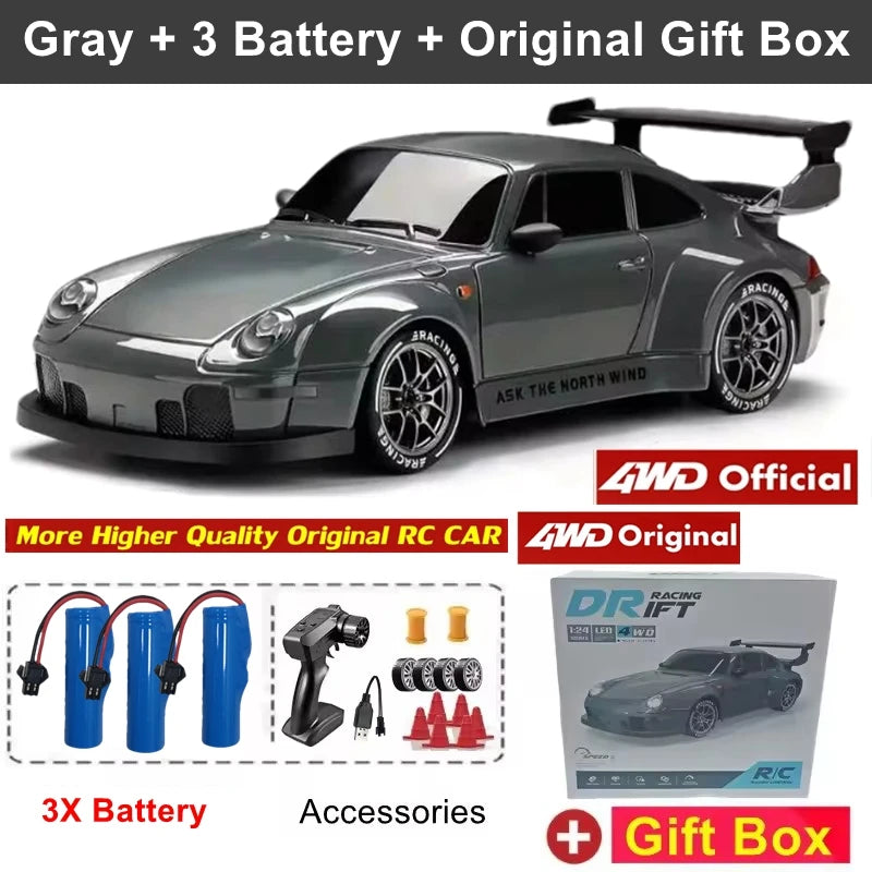 4WD Remote Control Drift Car Full Size 1:24 Mini Remote Control Racing Car Model 2.4G Radio High Speed 4X4 RC Car Vehicle Toy