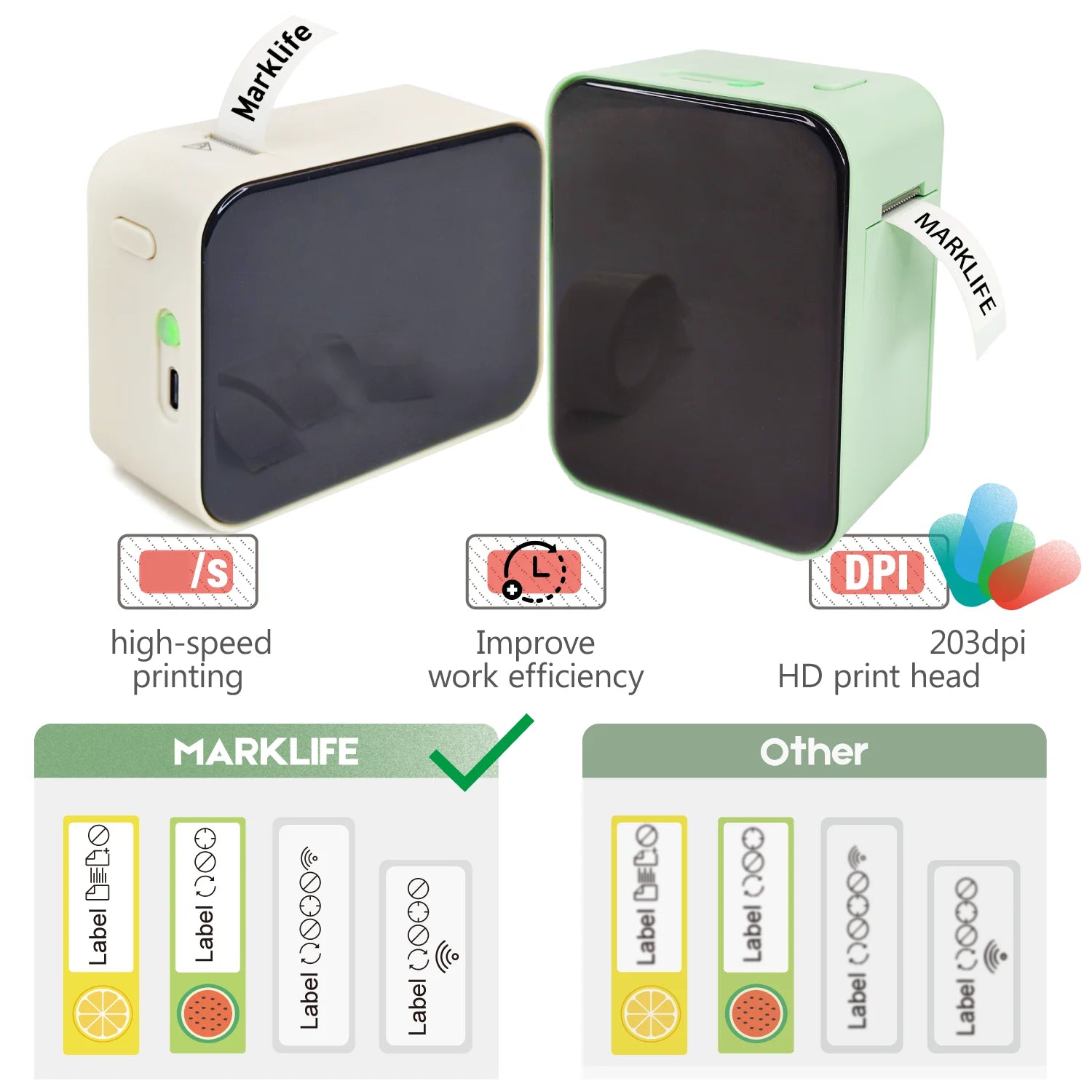 MarkLife P15 Thermal Label Printer Mini Portable Wireless Bluetooth-compatible Labeling Sticker Machine for Home Office
