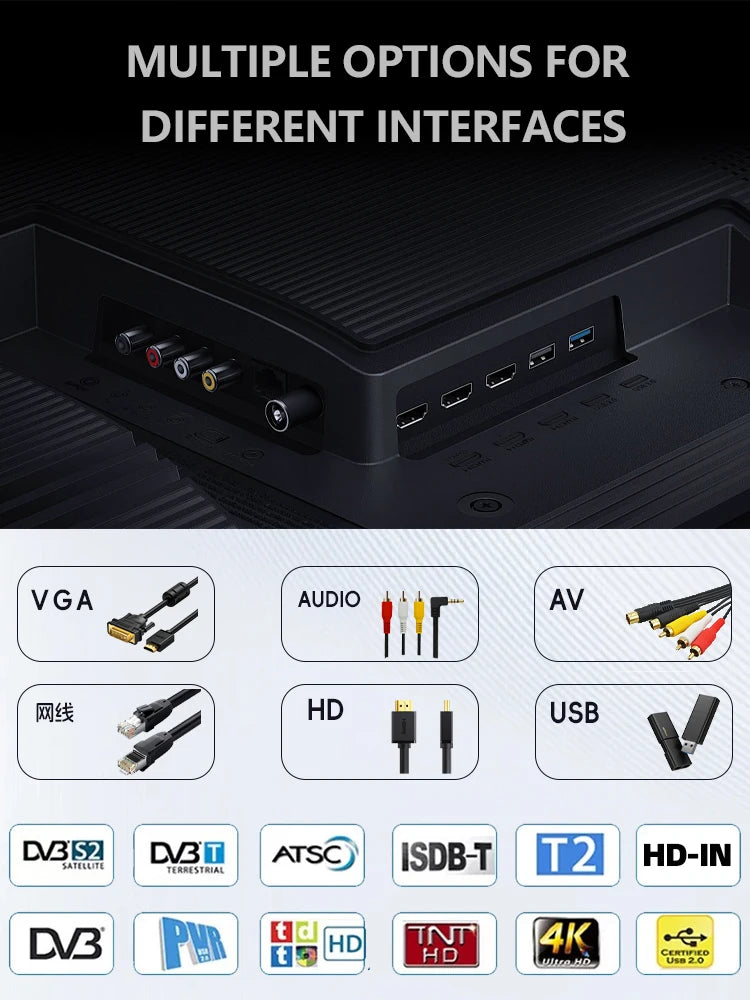 QLED 4K Smart TV Android 11 Global Version 120Hz 43 55 65 75 85 Inch UHD Frameless LED Television WiFi Netflix for Home & Hotel