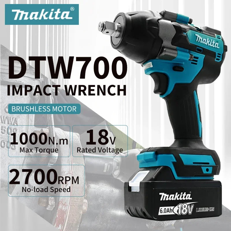 Makita DTW700 Cordless 1000N.m Impact Wrench Brushless Electric Wrench Screwdriver Large Torque Auto Repair Power Tools