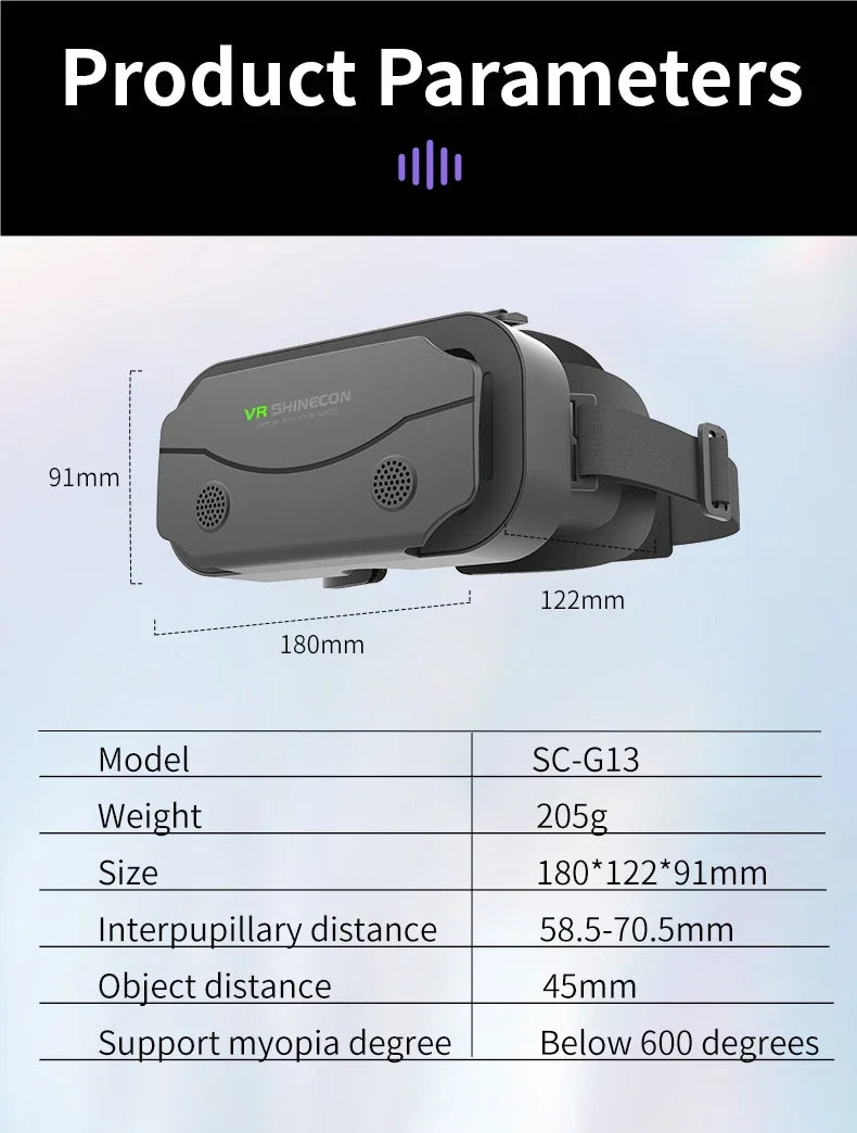 Shinecon Viar 3D VR Glasses Virtual Reality Device Helmet Lenses Headset Goggle Smart For Smartphone Cell Phone Mobile Realidade