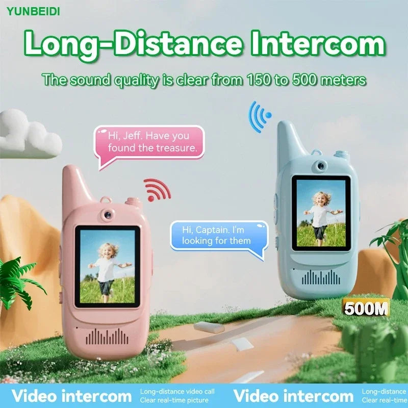 2PC Kids HD-Video Walkie Talkies 3 Styles Intercom USB Charging Indoor Outdoor Boys Girls Age 3+ for Child's Toys Birthday Gifts