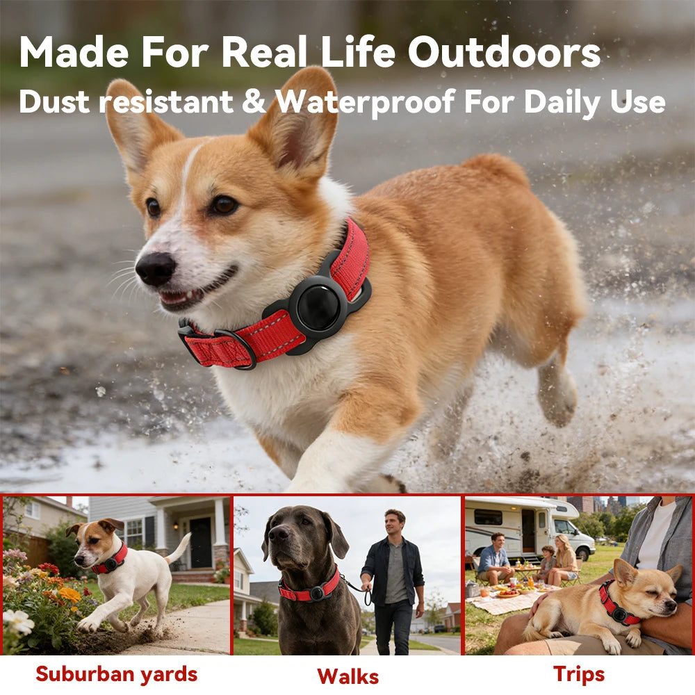 Pet Bluetooth Tracker for iOS Dog Mini Tracking for Apple Find My Dog Cat Collars Anti Lost Smart Tag Adjustable Pet Locator