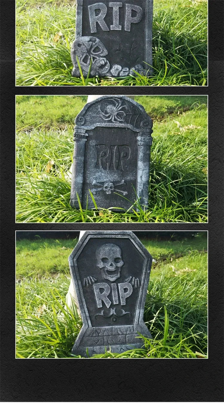 4pcs Halloween Foam RIP Graveyard Tombstone Decor Skeleton Tomb Haunted House Party Prank Prop Yard Outdoor Home Decorations