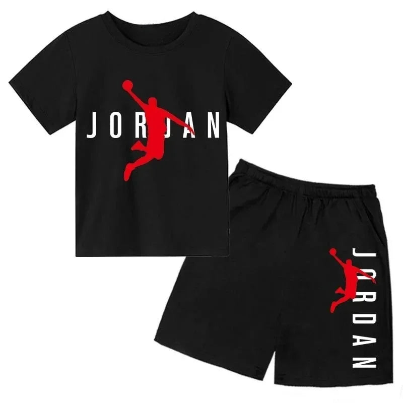 Summer Brand Letter Print Short Sleeve Kid T-shirt+shorts 2pcs Set for Boys and Girls Fashionable Casual Children's Set Outfits