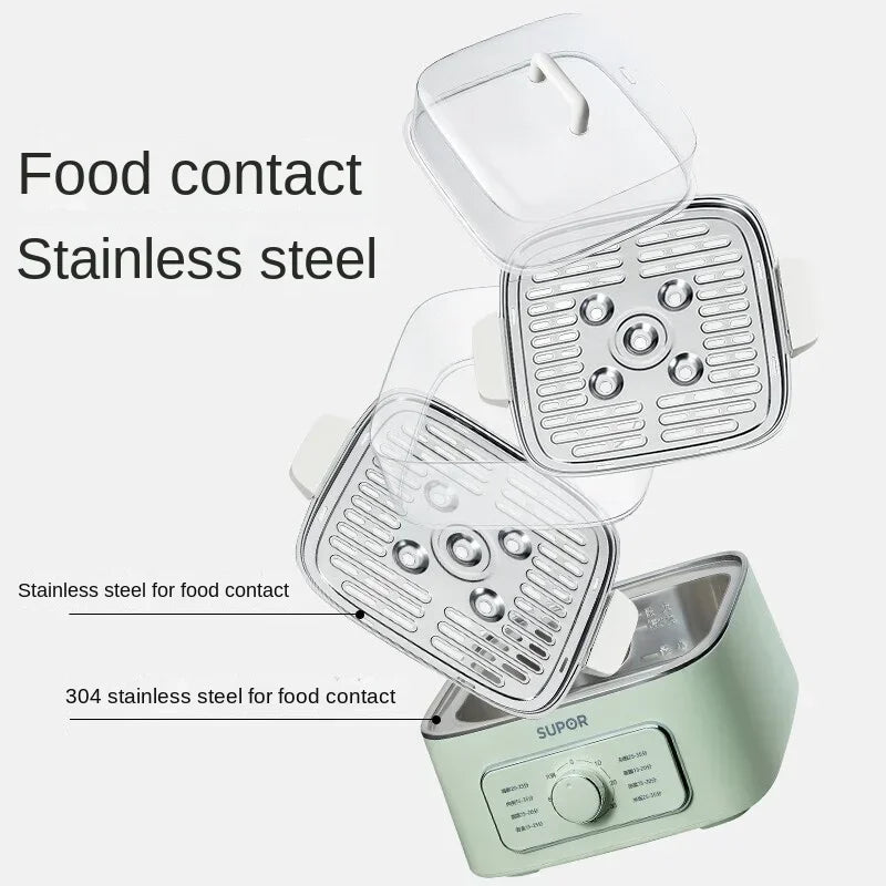 SUPER Electric Steamer Household Electric Boiler Three-layer Transparent Visualization Steamer Stainless Steel Steaming Tray9.3L