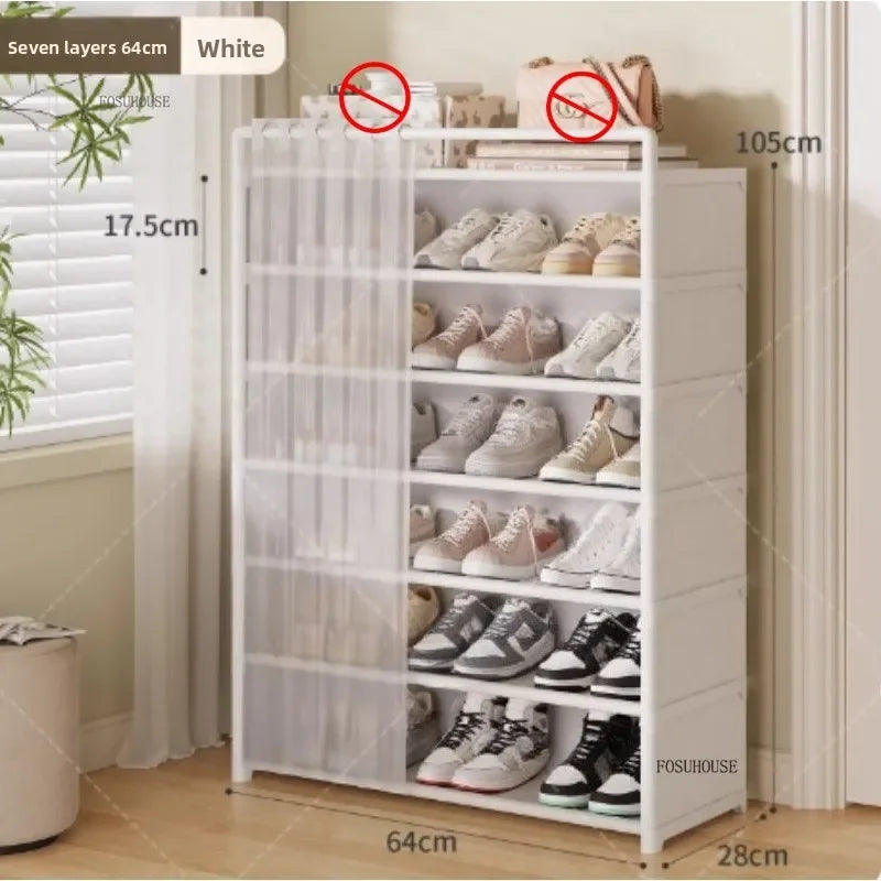 Multi layer Shoe Rack with Drawer for Entryway Hallway Storage Durable Metal Frame Indoor Organizer Space Saving Hanger Unit