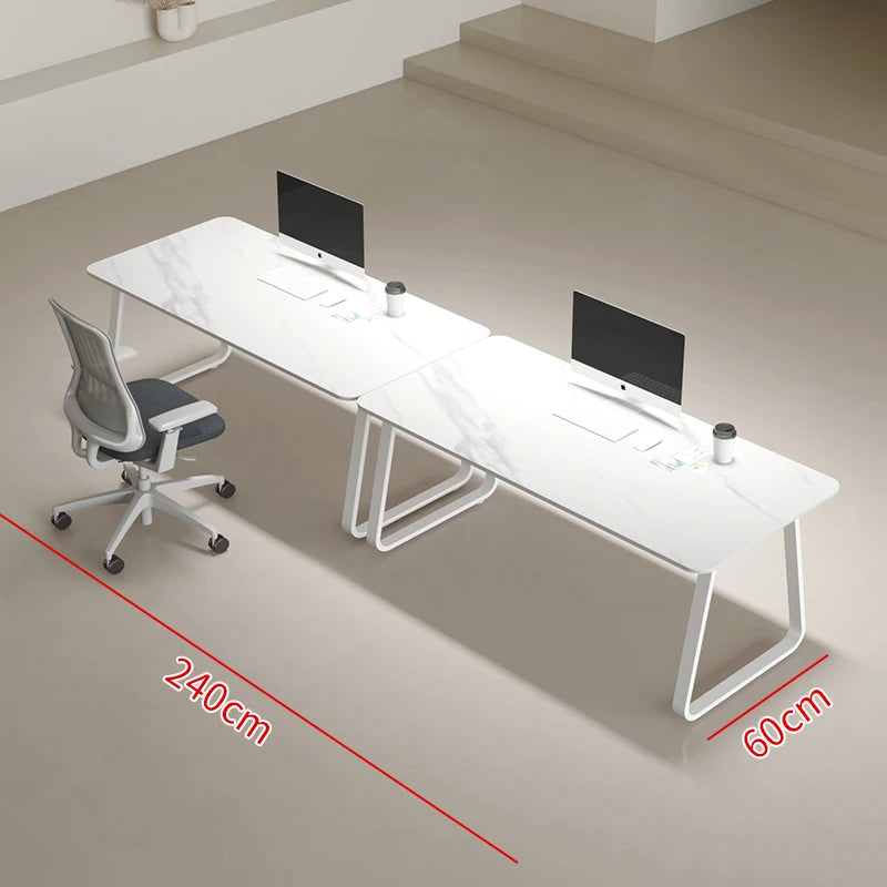 CZ Rock Slab Office Desk and Chair Set for Staff, Simple Modern Face-to-Face Double Seat Partition Screen Employee Desk