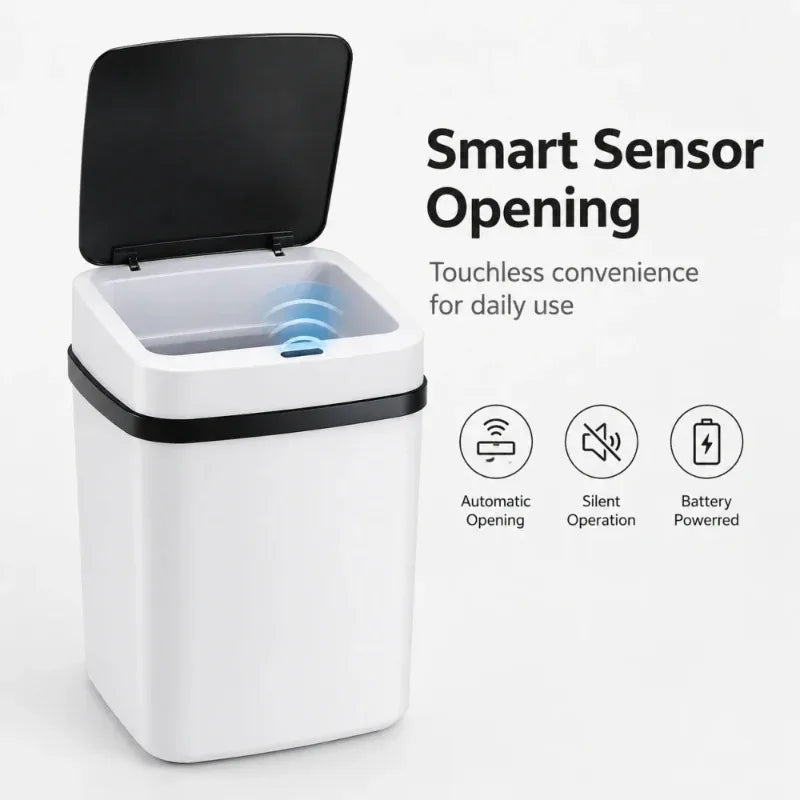 13L Smart Sensor Trash Can Waterproof Automatic Touchless Waste Bin Garbage Dustbin For Kitchen Bathroom Living Room Office