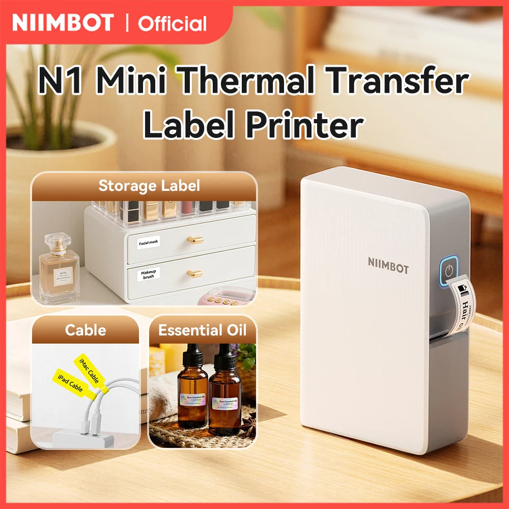 NIIMBOT N1/B18 Mini Portable Label Printer Thermal Transfer Pocket Label Maker With Long Life Ribbon And PET Stickers Gift