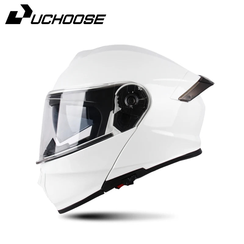 Uchoose DOT Approved Full Face Helmets Crash Motorbike Protective Gear Men Women Flip Up Helmet Motorcycle Double Sun Visor
