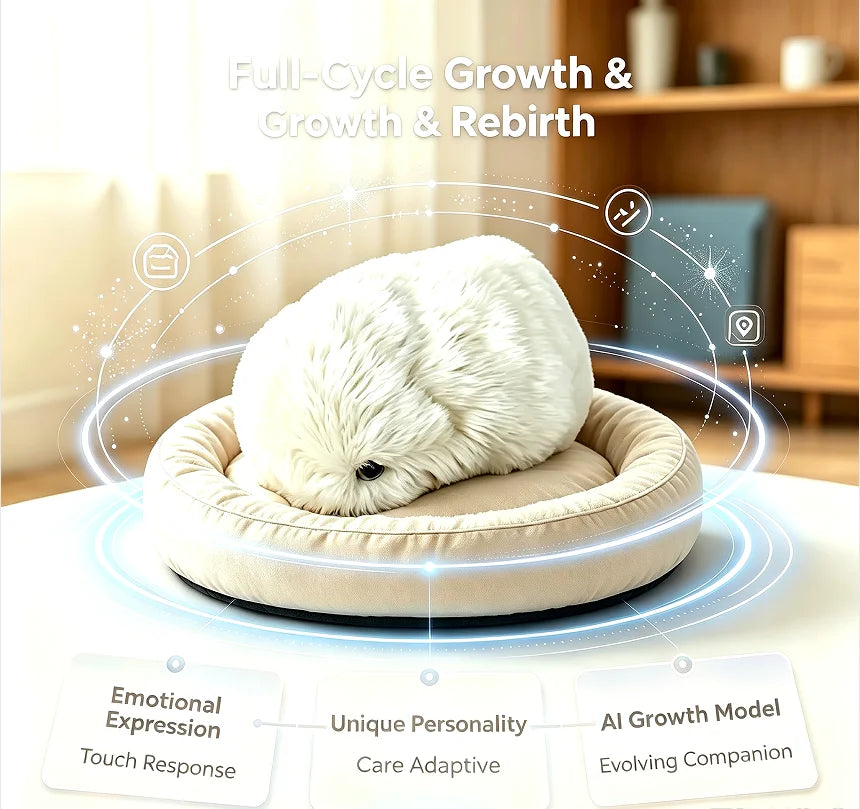 Interactive AI Robotic Plush Pet,  Emotional Simulation Companion Toy with Touch Activated Mood Response for Stress Relief