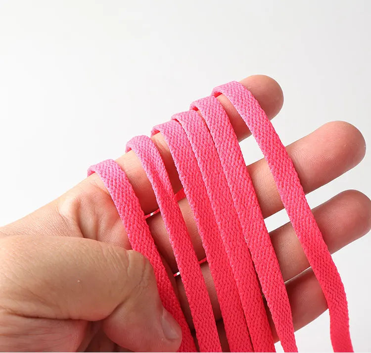 HIBERNI Flat Shoelaces for Sneakers/Adidas/Nike - 120cm/140cm Red/Orange/Hot Pink | Soft & Vibrant Laces for AF1 Shoes 1Pair