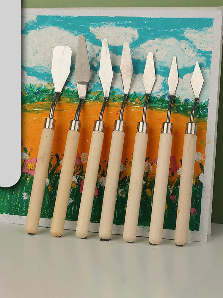 7pcs/Set Oil Paint Knife For Cake Painting Design Accessories Mini Palette Knife Baking Spatula Clay Sculpting Tool